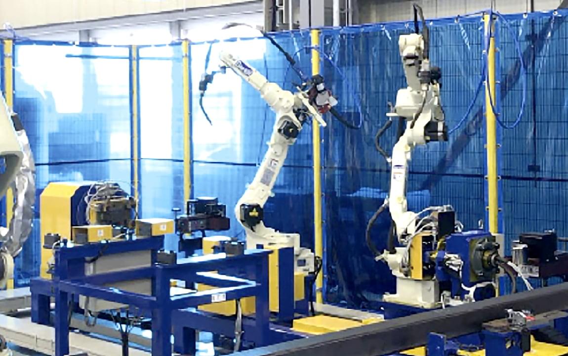 柱加工ライン(ロボット溶接工程)